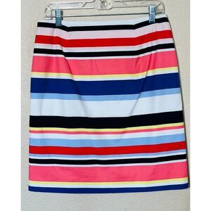 Talbots Striped Twill Knee Length Skirt Preppy Work Coastal Resort Cruise Sz 6